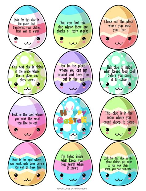Free Printable Easter Egg Hunt Clues