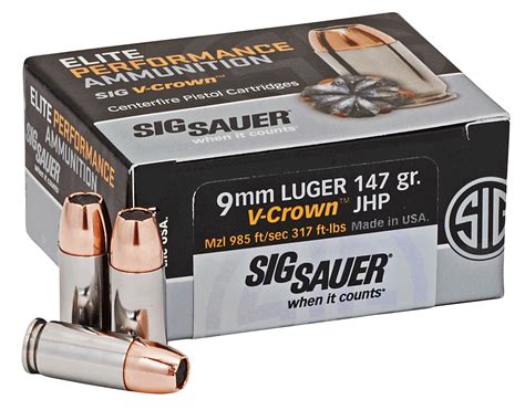 Sig Sauer E9mma350 Elite Defense 9mm Luger 147 Gr 985 Fps V Crown
