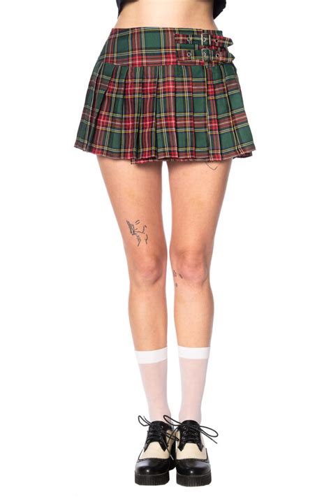 mini skirt tartan green shock store