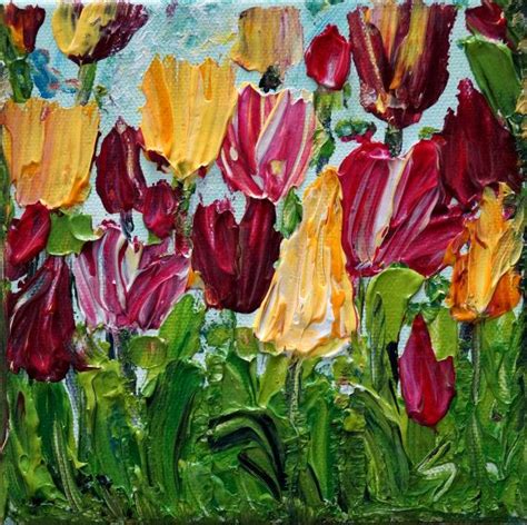 Original Oil Painting Tulips Spring Flowers Impasto Art Small Etsy