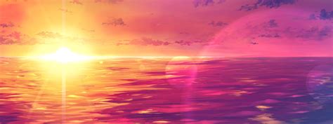 Sunset Beach Background Anime Desktop Wallpaper Original Anime Sunset