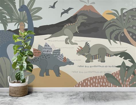 Dinosaur Wall Mural Dinosaur Wallpaper Dinosaur Room Decor Dinosaur