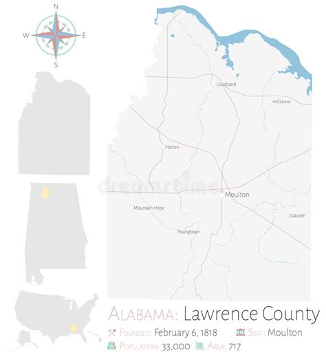 Map Of Lawrence County In Alabama Stock Vector Illustration Of