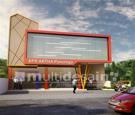 Nah untuk ruko di atas tampil dengan perpaduan warna coklat dan aksen kotak berwarna putih. Desain Kantor | MultiDesain Arsitek