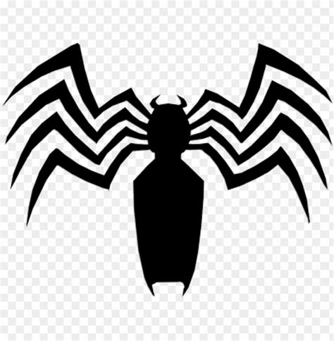 a black and white spider logo on a transparent background, with no