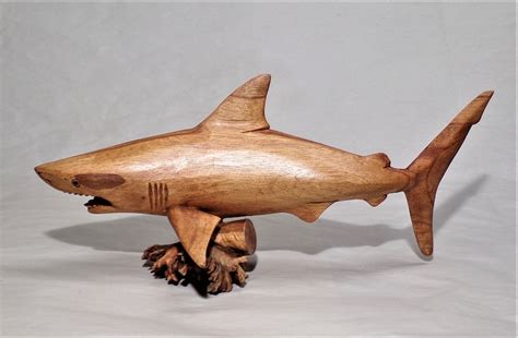 Shark Wood Carving Shrk135 Etsy