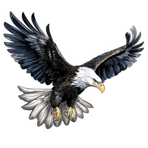 Premium Photo Bald Eagle Swoop Attack Hand Draw And Paint On White