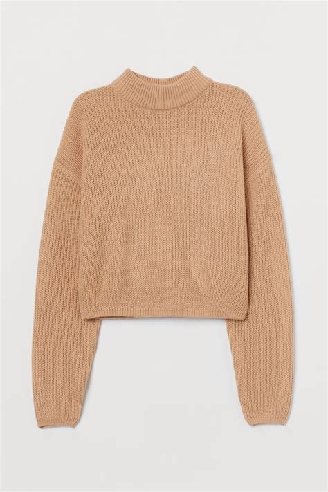 Knit Mock Turtleneck Sweater Beige Ladies Handm Us