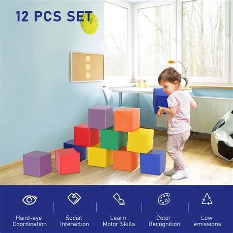 Soozier 12 Piece Soft Foam Building Play Blocks For Toddlers With