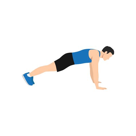 Man Doing Plank Abdominals Exercise Flat Vector Illustration Isolated