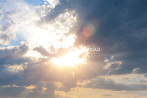 Sunny Background Blue Sky With White Clouds And Sun Royalty Free Stock