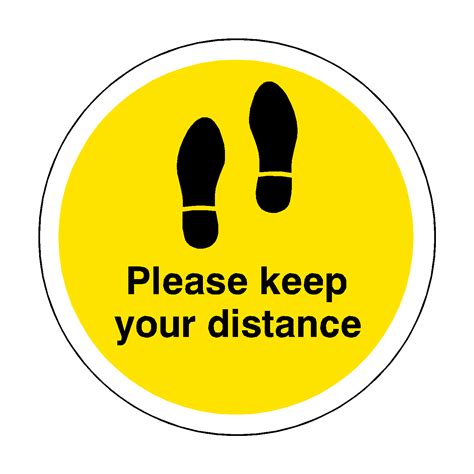 Please Keep Your Distance Floor Sticker Yellow Safety Uk