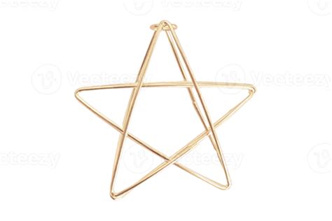 Golden Christmas Star Decoration Isolated On A Transparent Background
