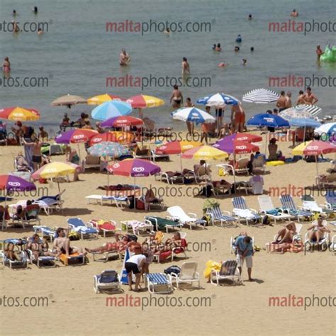 Beaches Sunbathing Golden Bay Tourists People Sandy Swimming Malta Photos