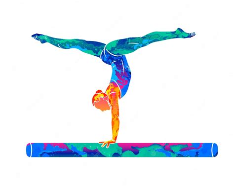 premium vector abstract female athlete doing a complicated exciting trick on gymnastics