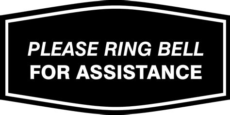 Fancy Please Ring Bell For Assistance Sign Black Small