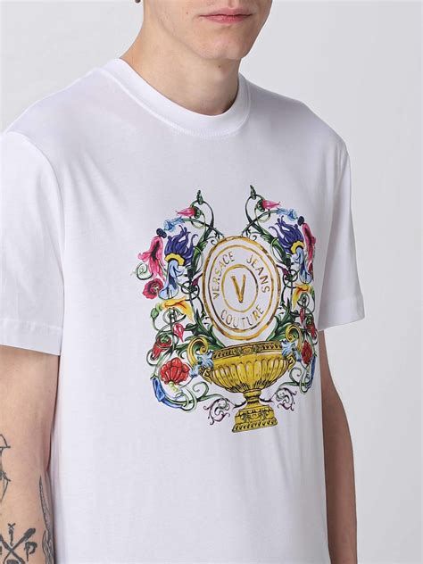 Versace Jeans Couture Outlet T Shirt With V Logo Print White