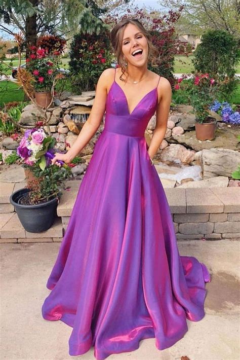 Simple Purple Red Satin Long Prom Dress Purple Evening Dress Purple