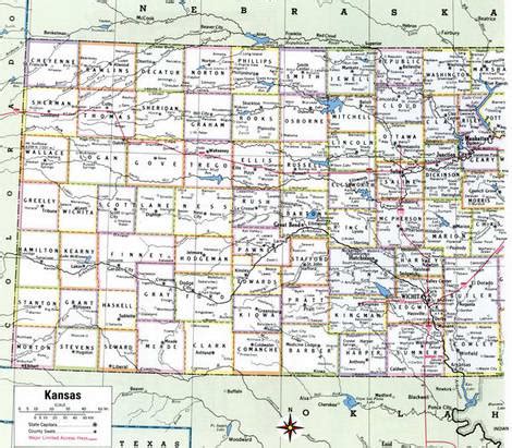 Map Of Kansas State With Highways Roads Cities Counties Kansas Map Image