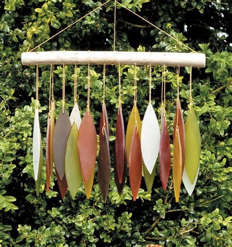 Glass Wind Chime Autumn Fall Colours Leaves Wind Chime Garden Etsy