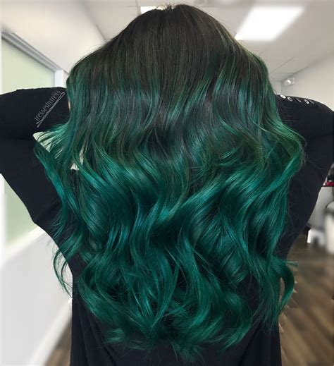 Emerald Green Ombre Dark Green Hair Hair Color Balayage Green Hair