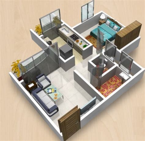 Space Saving Floor Plan For 1 Bhk Contractorbhai