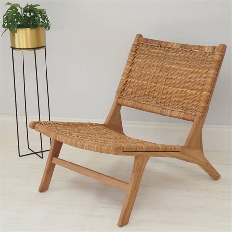 Teak And Rattan Lounger Chair Zaza Homes