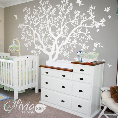 Large Tree Wall Decal White Tree Wall Decal By Theoliviadesign Nursery