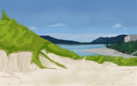 Anime Style Lake Beach Background By Wbd On Deviantart