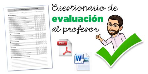 Cuestionario De Evaluación Al Profesor Formato Editable Word