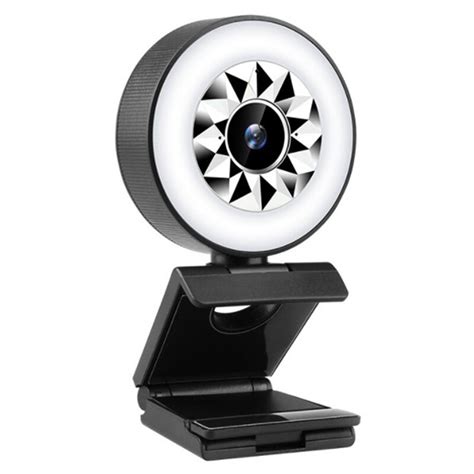 K Webcam Built In Microphone And Adjustable Ring Light Webcam With Degree Rotating Base USB