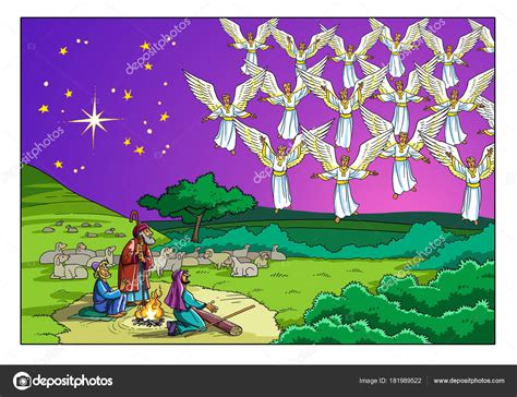 História De Natal Pastores E O Coro Dos Anjos Ilustração De ©askib