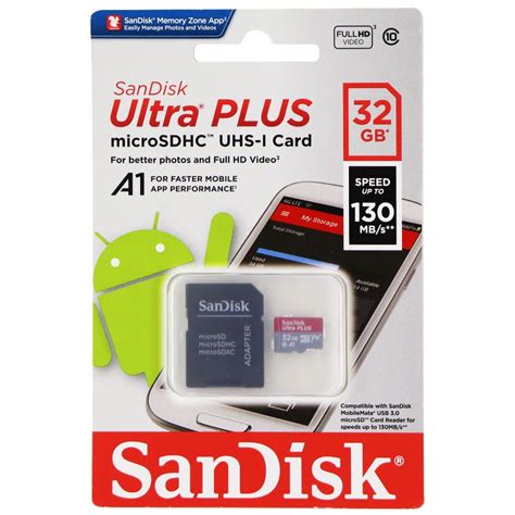 Sandisk Ultra Plus Microsdhc Uhs 1 Memory Card With Adapter 32gb