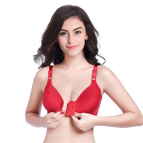 Women Sexy Push Up Bra Wireless Bralette Front Closure Solid Color