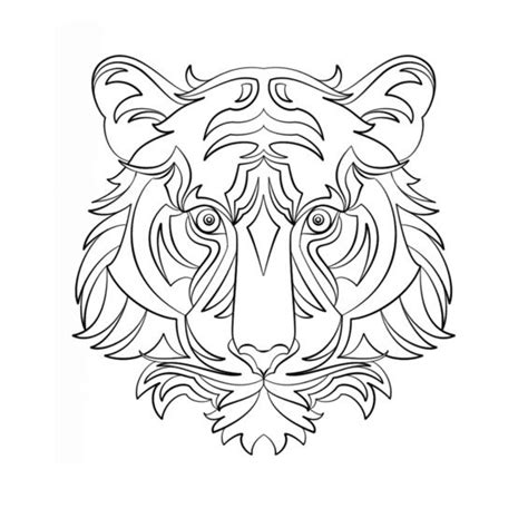 Dibujo Imprimir Colorear Mandala Tigre Facil