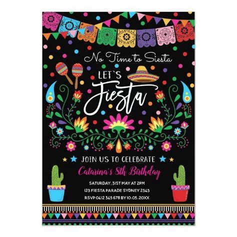 Invitación La Fiesta De Cumpleaños Mexicana De Cinco De Mayo Zazzle