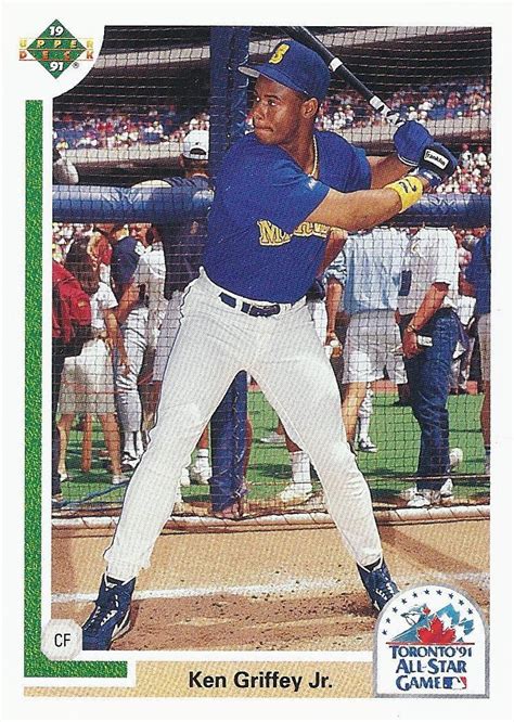 Considered to be one of his most popular rookie cards, the 1989 topps traded issue features a young griffey staring confidently with a bat over his shoulder. The Junior Junkie: the Baseball Cards of Ken Griffey, Jr. and Beyond: 1991 Upper Deck Final ...