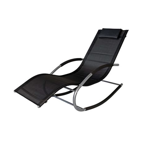 Mainstays keaton outdoor metal mesh chaise lounge, black. Harmony Rocking Sun Lounge Chair - Black Mesh with Strong ...