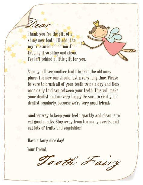Tooth Fairy Note Printable Free