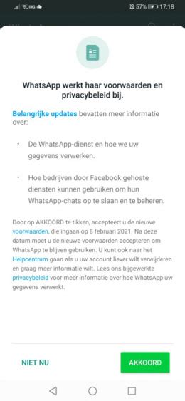 Pada awalnya, whatsapp berencana memberlakukan kebijakan privasi baru mereka mulai 8 februari 2021 mendatang. WhatsApp komt met nieuwe algemene voorwaarden: dit gaat er veranderen