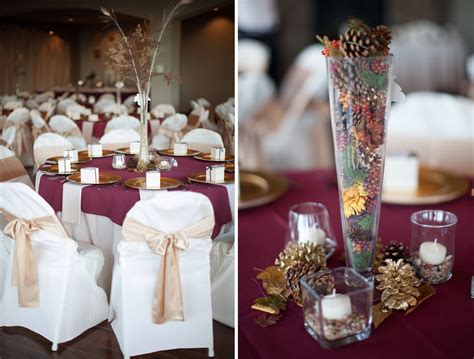 Burgundy And Gold Wedding Centerpieces Images