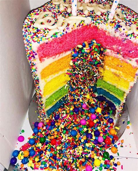 Rainbow Vanilla Sprinkle Explosion Pinata Cake Rainbow Food Rainbow