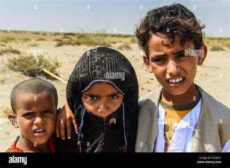Rashaida Children In The Desert Around Massaua Eritrea Stock Photo