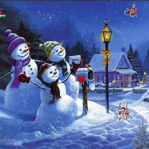 Happy Snowmen Christmas Art Christmas Pictures Santa Art