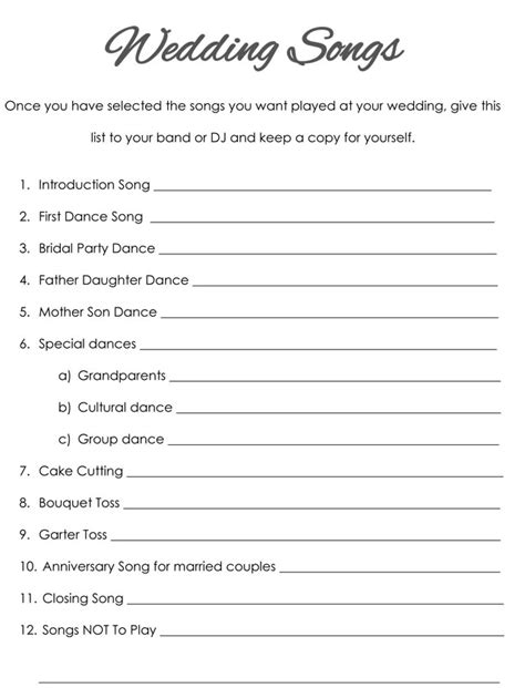 Free Printable Wedding Checklist Worksheets