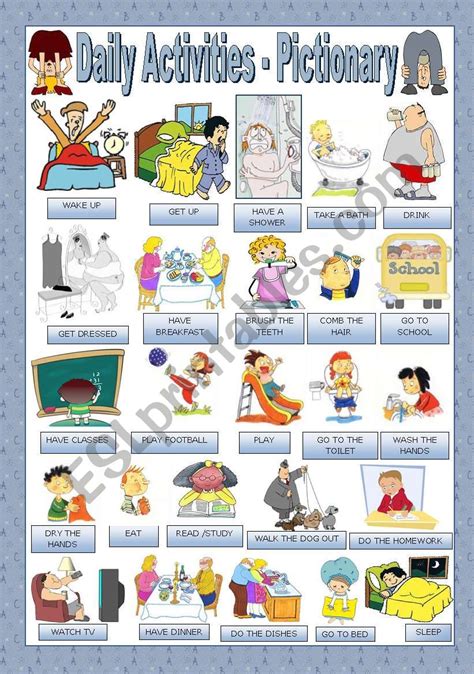 Daily Activities Pictionary Esl Worksheet By Mariaolimpia