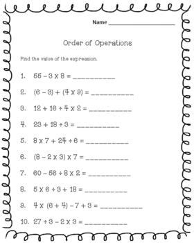 Explore our order of operations worksheets and solve arithmetic expressions using pemdas or bodmas and gems. Order of Operations Worksheet FREEBIE | Order of ...