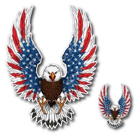 2pk American Flag Bald Eagle Usa Decal Sticker Truck Vehicle Window Wall Car Etsy