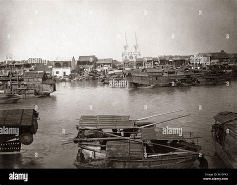 Boats And Sacred Heart Cathedral Canton Guangzhou China C1890