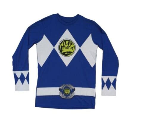 Power Rangers Blue Ranger Costume Adult Long Sleeve Shirt Ebay